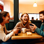 **

Prompt: A cozy scene depicting friends gathered in a warm, inviting Berlin café, laughing and connecting deeply, with smartphones set aside. Emphasis on genuine human interaction and authentic connection, rather than digital devices. Warm lighting, candid expressions, and a sense of "Gemütlichkeit."  Focus on diverse individuals and include typical Berlin cafe details.

**