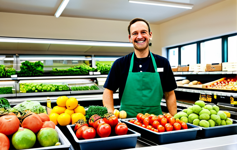 Bio-Supermarkt mit Kochkurs**

"A bright and inviting local organic supermarket, fully stocked with fresh produce. In the background, a cooking class is in session, participants wearing aprons and smiling, learning from a chef. The scene should convey health, community, and well-being. Fully clothed, appropriate attire, safe for work, perfect anatomy, natural proportions, professional photography, family-friendly."

**