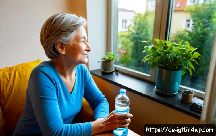 Home 17 디지털 컴패니언십과 환경적 지속 가능성 - Photorealistic warm apartment in Berlin, an older German woman chatting naturally with a small frien...